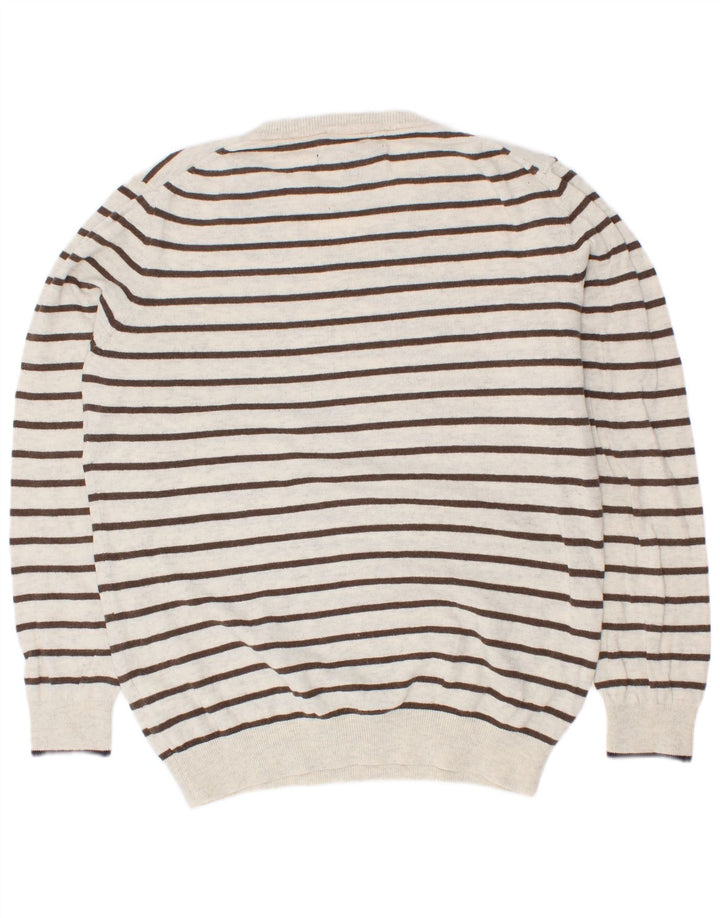 Maglione maglione con scollo a V per ragazzi Massimo Dutti 7-8 anni in cotone a righe bianche