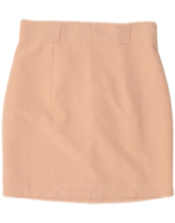 Gonna a tubino vintage da donna IT 40 piccola W27 poliestere beige