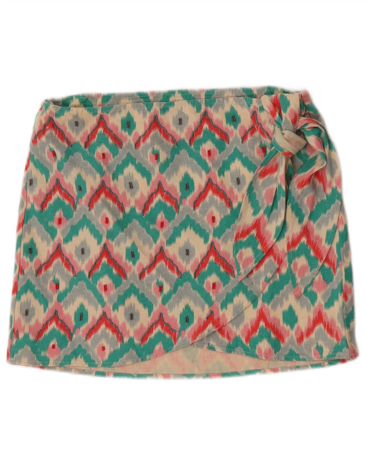 Gonna a portafoglio da donna Zara media W28 in cotone geometrico multicolore