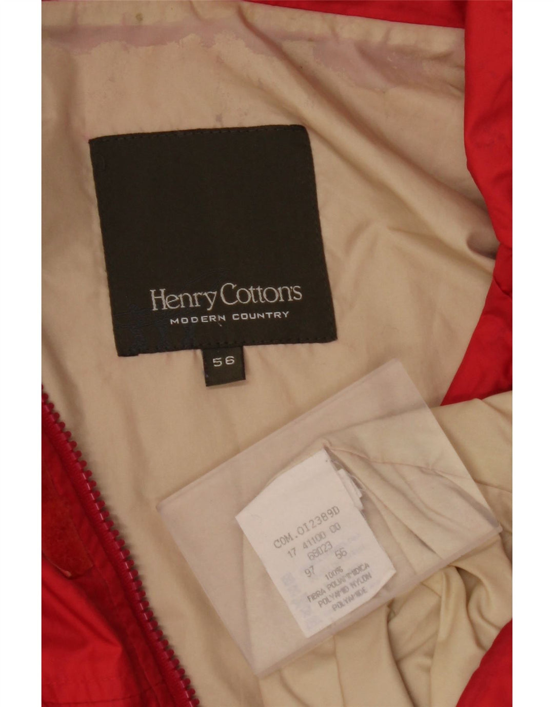 HENRY COTTONS Giacca antipioggia da uomo con cappuccio IT 56 3XL Rosso Poliammide