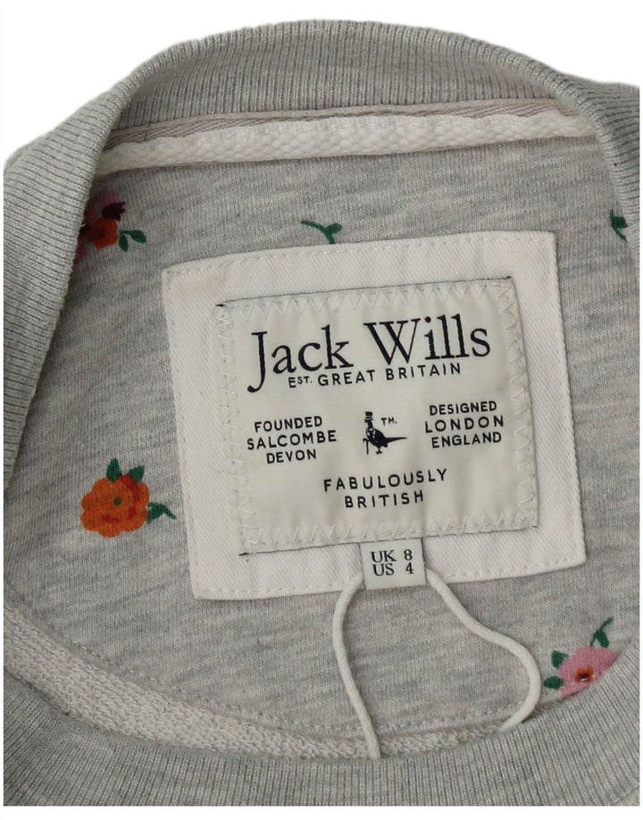 Felpa grafica da donna Jack Wills Jumper UK 8 Small Grey Floral