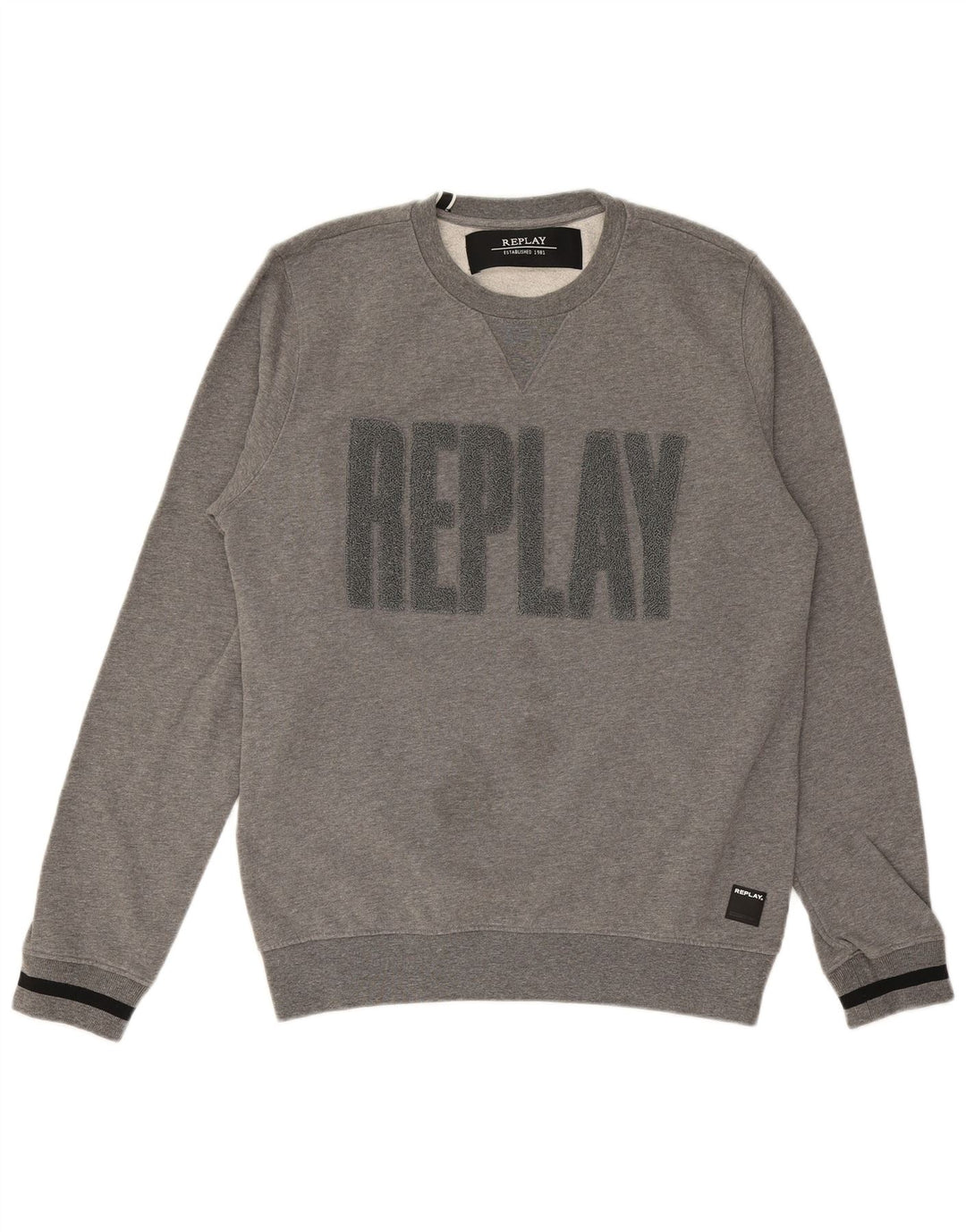 REPLAY Felpa grafica da uomo Maglione grande grigio