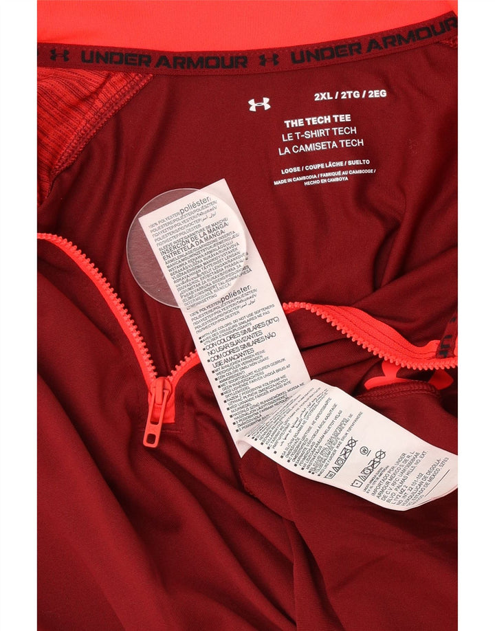 Maglietta da uomo Under Armour pullover con zip e collo 2XL rosso color block
