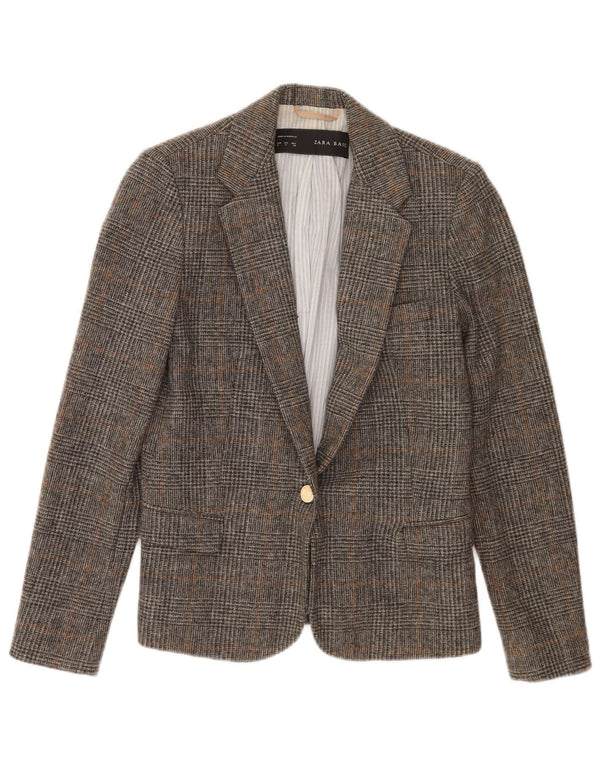 Giacca blazer a 1 bottone da donna Zara UK 12 grigio medio a quadri