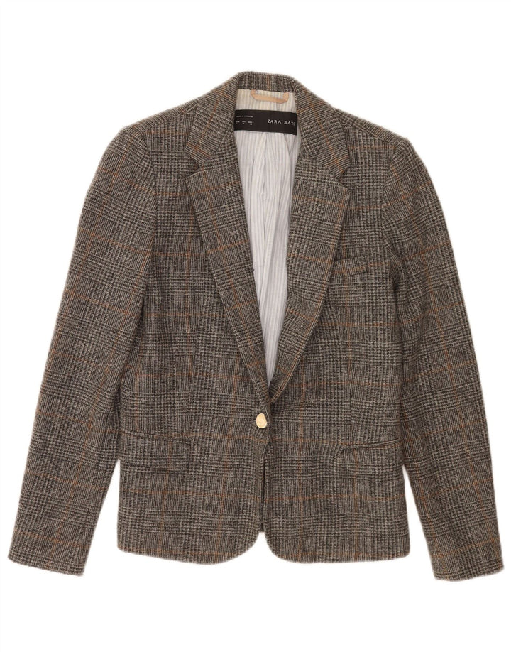 Giacca blazer a 1 bottone da donna Zara UK 12 grigio medio a quadri