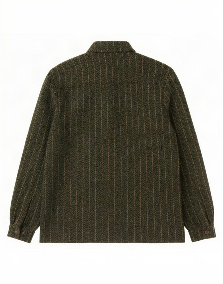 Camicia da uomo Scout Overshirt Poliestere a righe verde medio