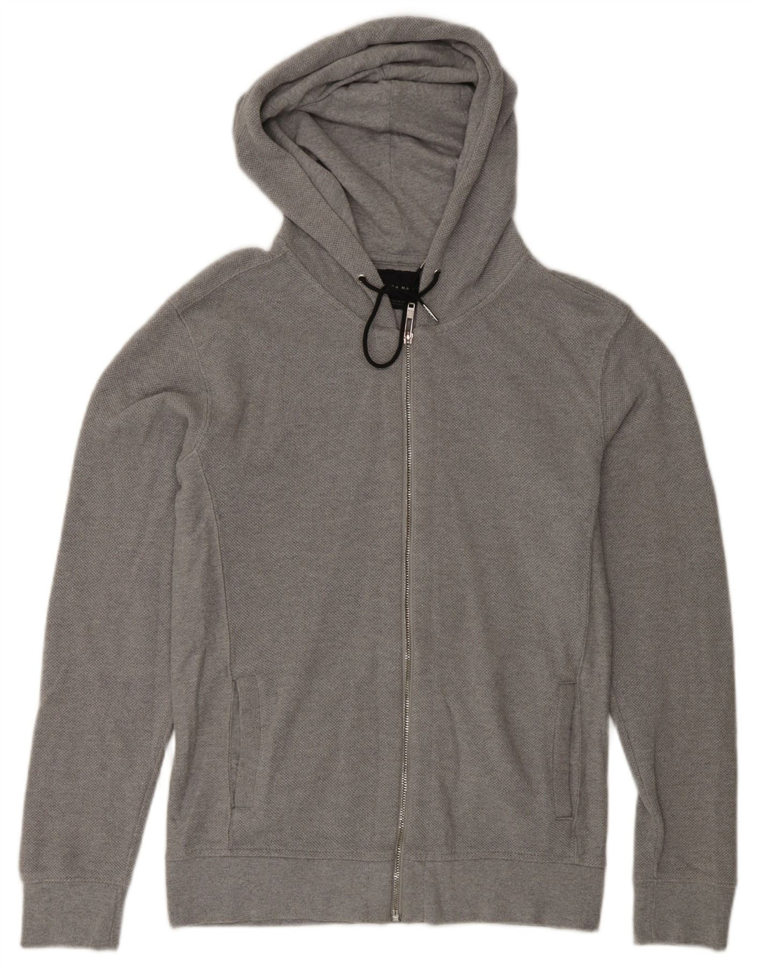 Maglione con cappuccio e zip da uomo Zara in cotone grigio medio