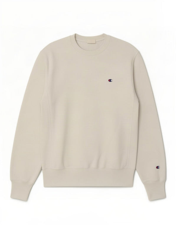 Felpa Champion da uomo con trama inversa, maglione piccolo in cotone bianco