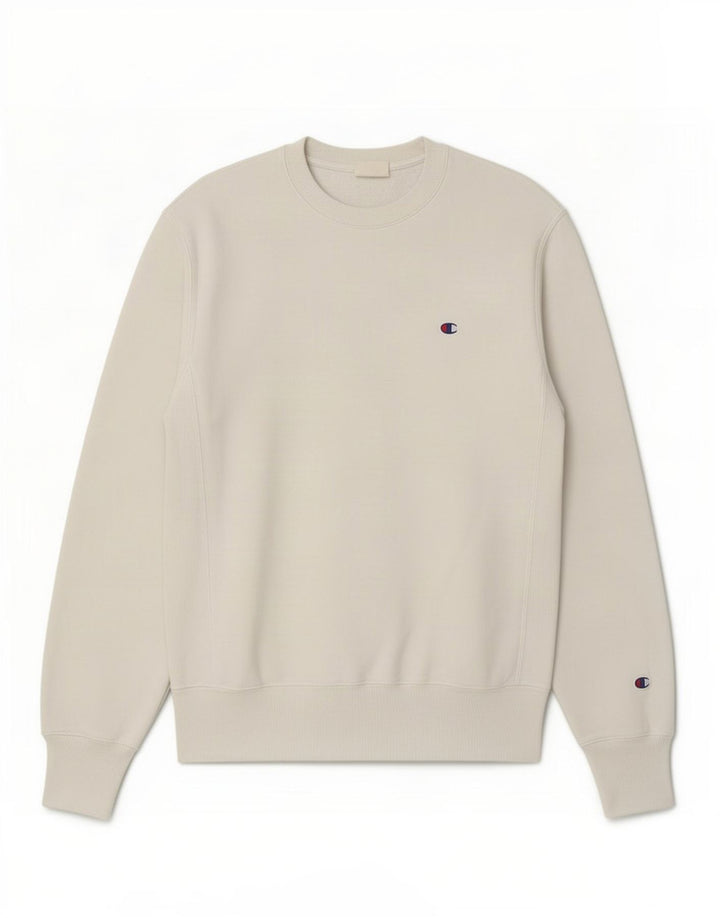 Felpa Champion da uomo con trama inversa, maglione piccolo in cotone bianco