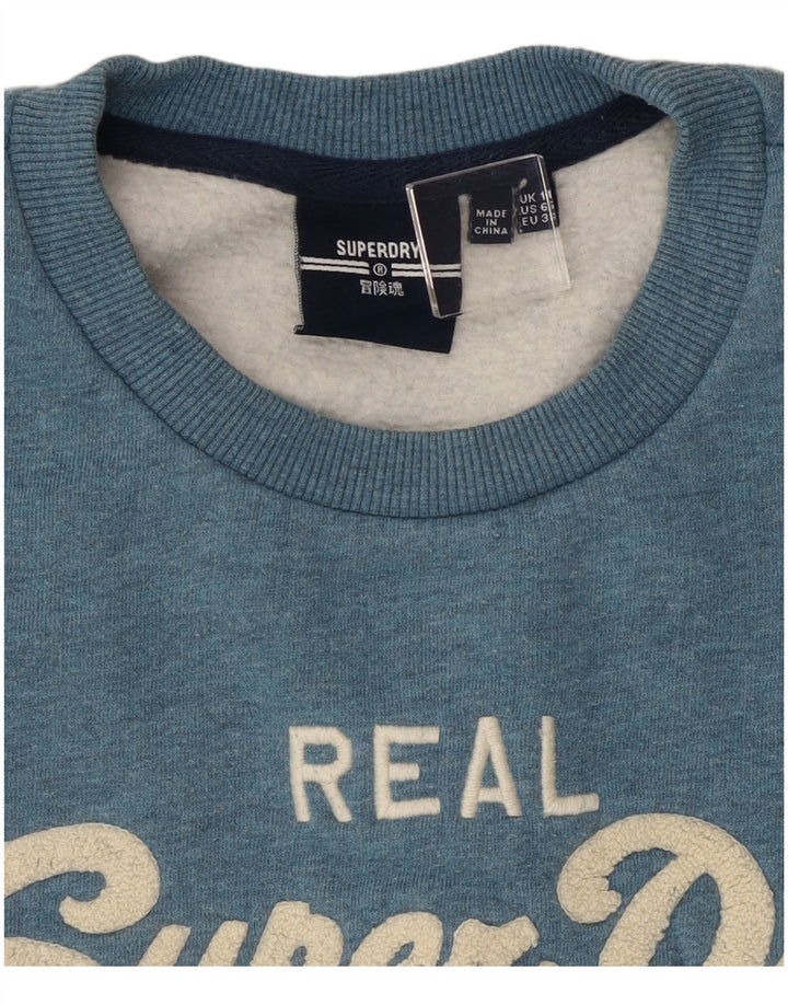 Felpa con grafica da donna Superdry Maglione UK 10 Small Blue Flecked