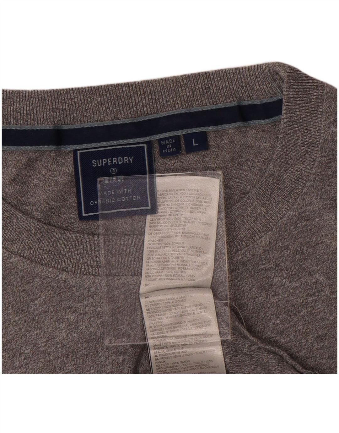 T-shirt da donna Superdry Top UK 16 grande cotone chiazzato grigio