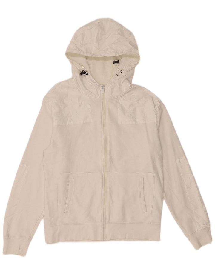 Maglione con cappuccio e zip Zara da uomo grande in cotone bianco