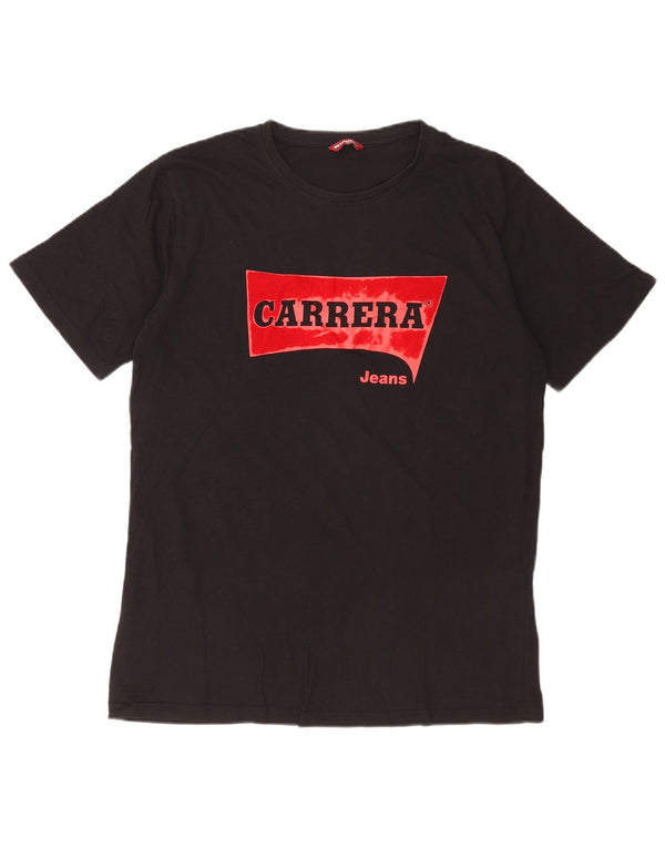 T-shirt grafica da uomo Carrera Top grande in cotone nero