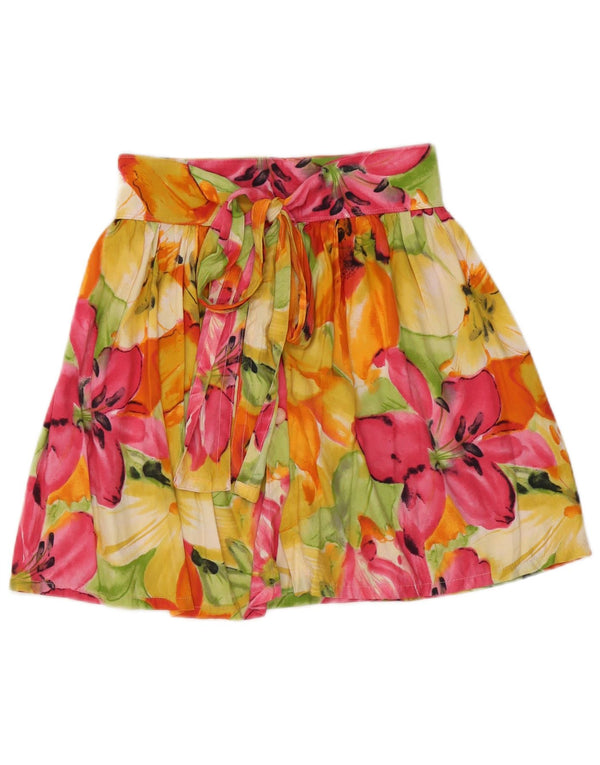 Gonna mini avvolgente da donna vintage media W28 floreale multicolore