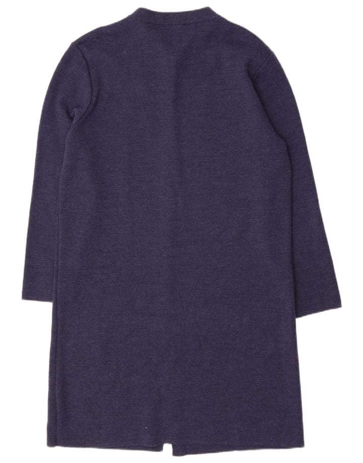 Maglione cardigan lungo da donna Marks & Spencer UK 16 grande lana blu navy