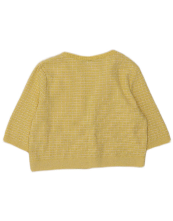 Maglione Bolero aperto corto a mezza manica da donna Zara UK 10 piccoli quadri gialli