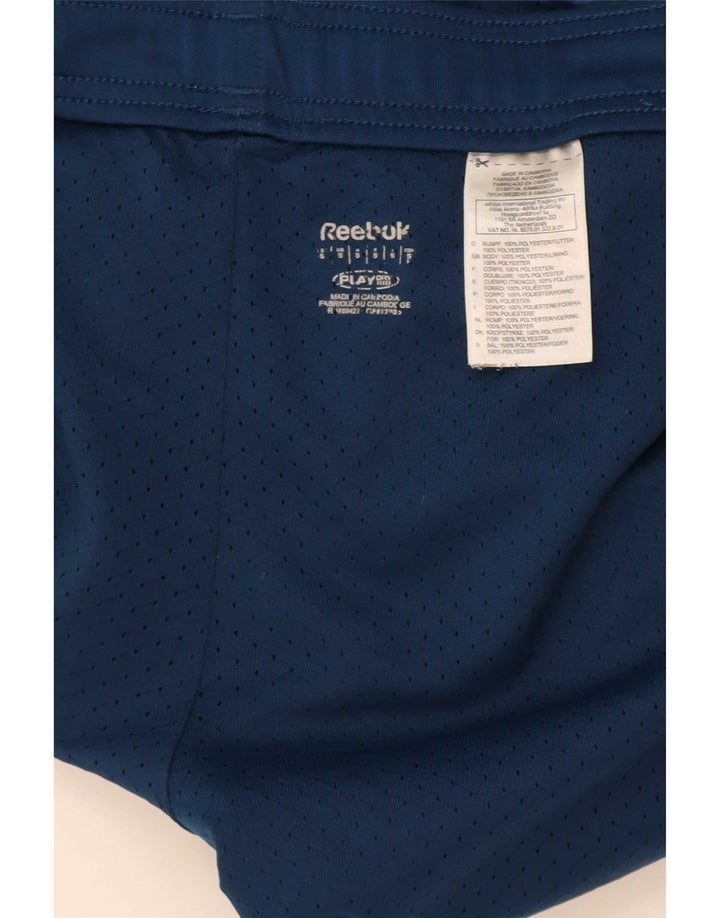 Pantaloncini sportivi grafici da uomo Reebok piccoli in poliestere blu navy