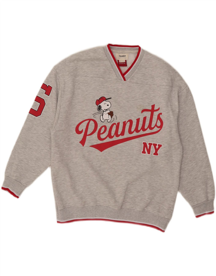 Pull & Bear Felpa con grafica Peanuts da uomo in cotone grigio piccolo