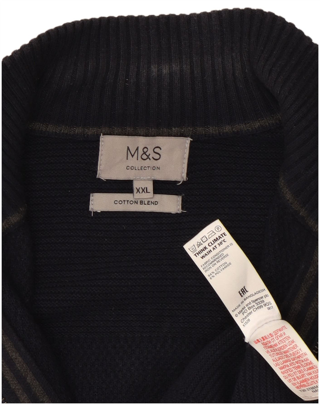Maglione cardigan da uomo Marks & Spencer 2XL cotone blu navy