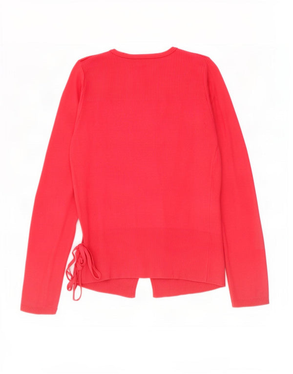 Maglione cardigan avvolgente da donna Benetton UK 14 Cotone rosa medio