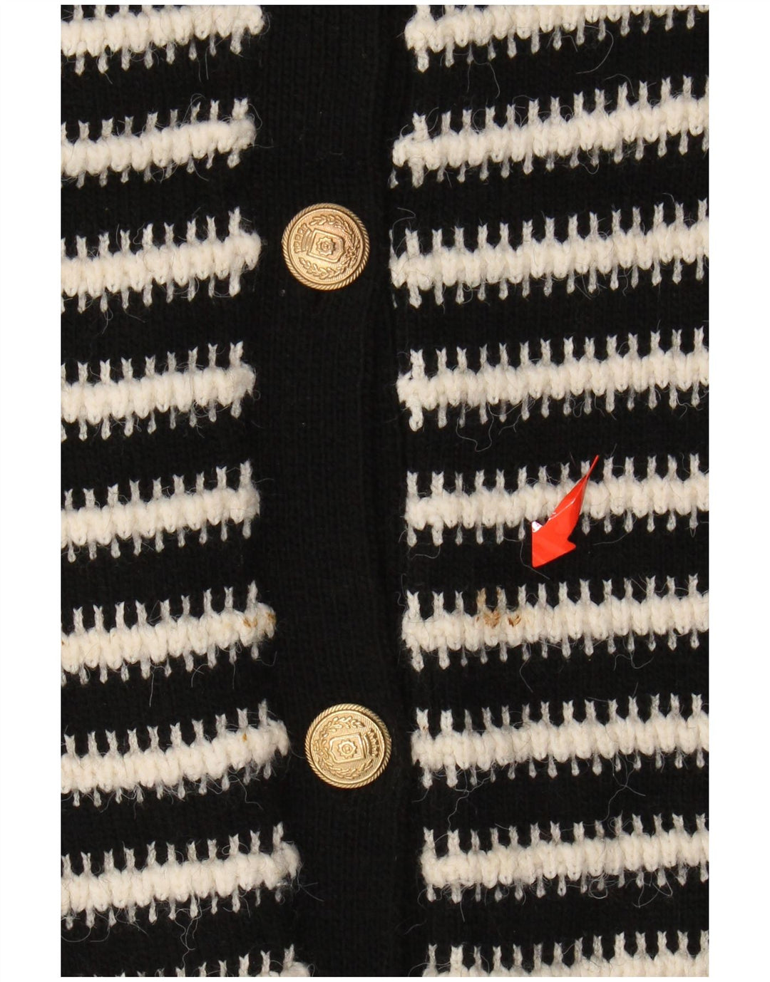 MARKS & SPENCER Maglione cardigan da donna UK 10 Piccolo acrilico a strisce nere