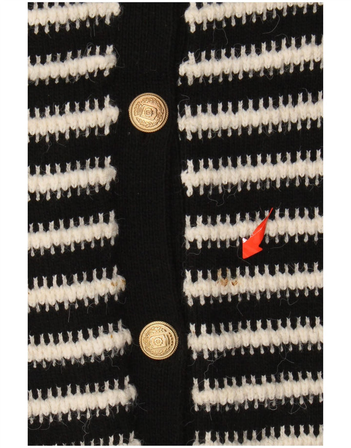 MARKS & SPENCER Maglione cardigan da donna UK 10 Piccolo acrilico a strisce nere