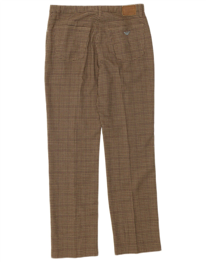 Pantaloni casual dritti da donna Armani W31 L30 poliestere pied de poule verde