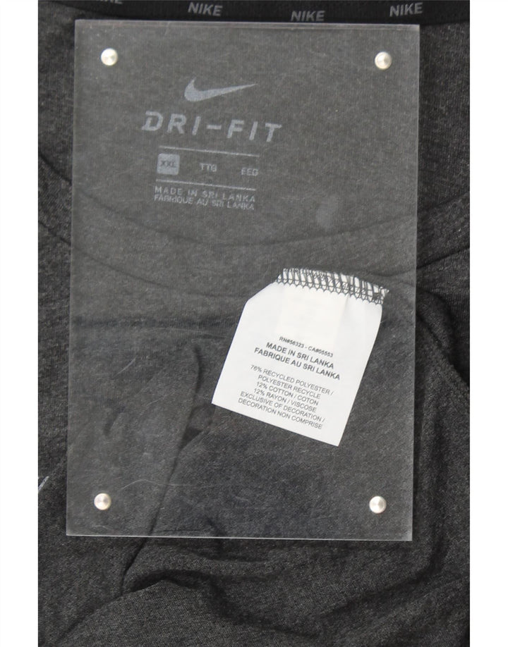 NIKE Mens Dri Fit Graphic T-Shirt Top 2XL Grey Colourblock Polyester Vintage Nike and Second-Hand Nike from Messina Hembry 