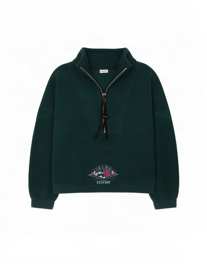 Maglione in pile da uomo Gabor con zip e collo verde medio