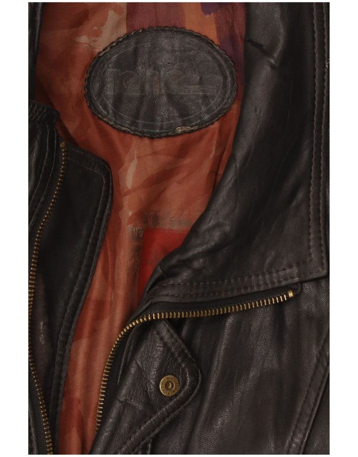 Giacca in pelle vintage da uomo UK 44 2XL Pelle nera