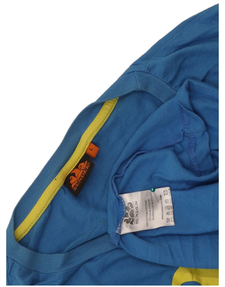 T-shirt grafica da uomo Sundek Top grande in cotone blu
