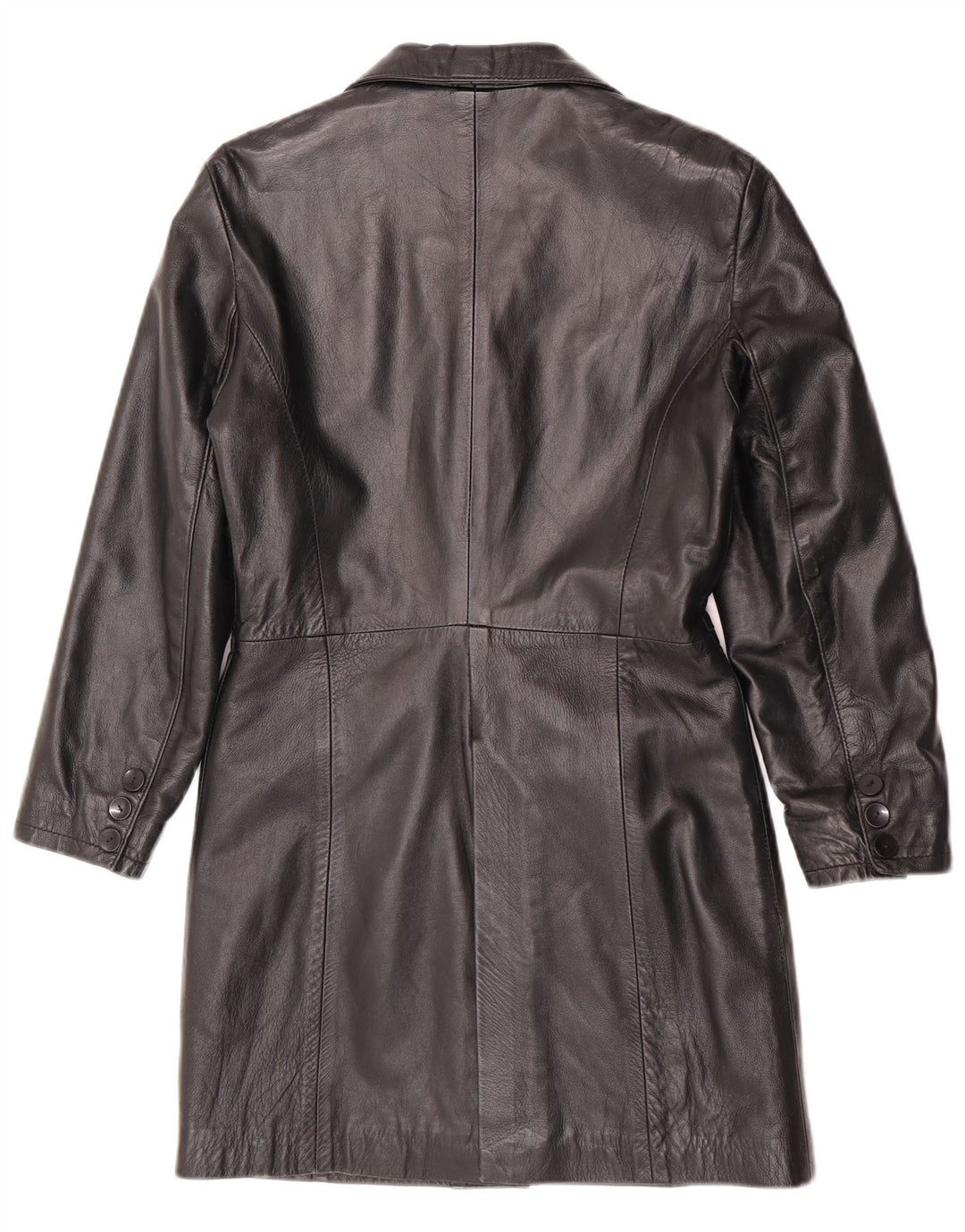 Cappotto in pelle da donna vintage UK 12 in pelle nera media
