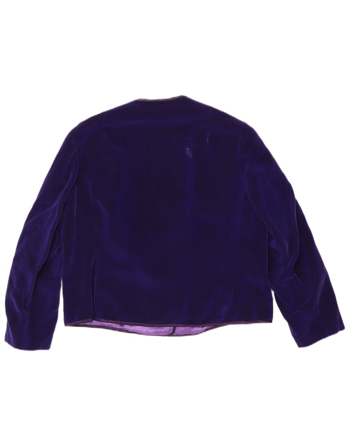 Giacca blazer in velluto a 5 bottoni vintage da donna UK 14 viola medio