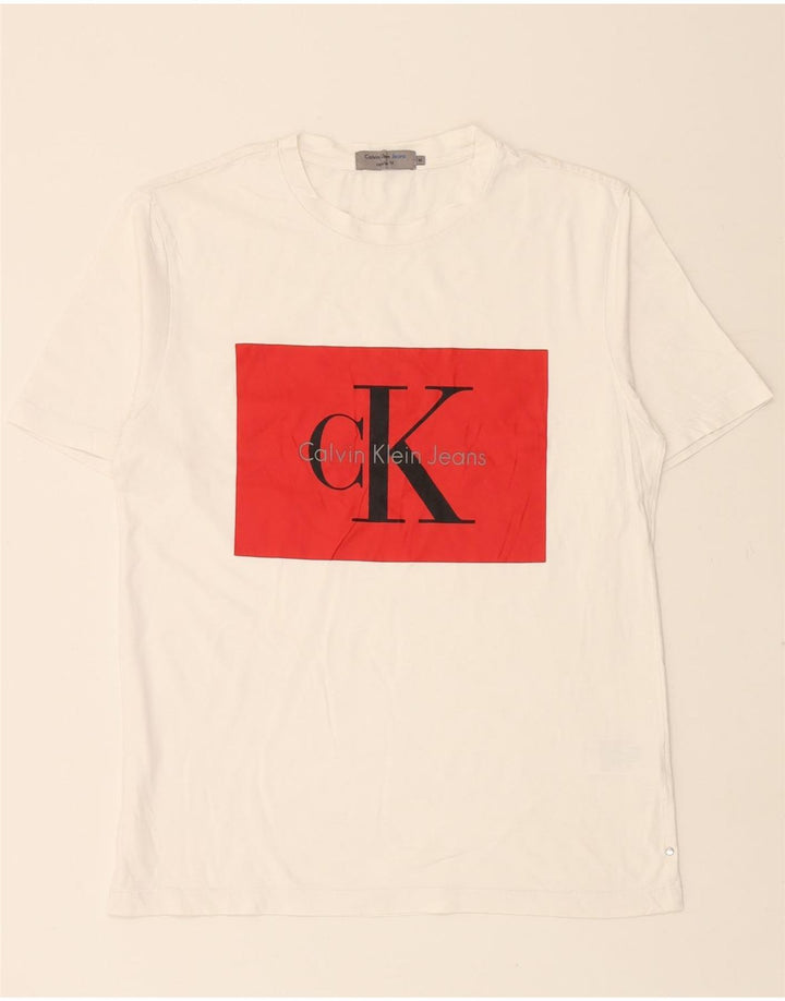CALVIN KLEIN JEANS T-shirt grafica da uomo con vestibilità regolare, colore bianco medio