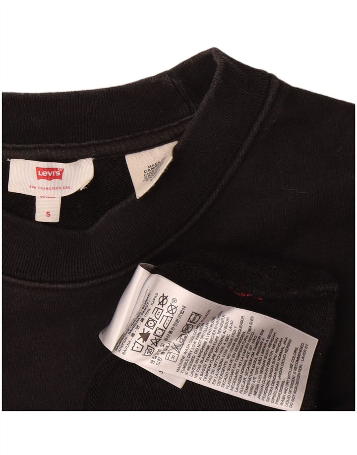 Levi's Top corto con grafica oversize da donna a maniche lunghe UK 10 piccolo nero