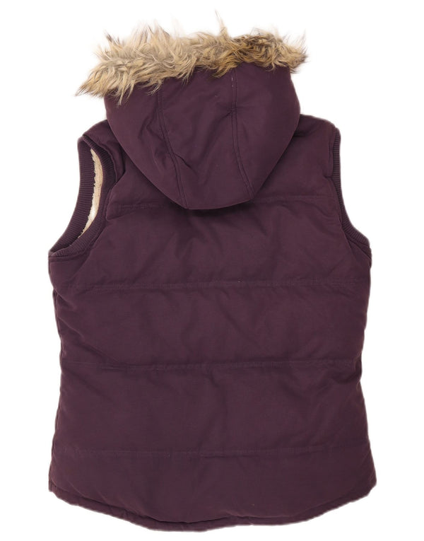 Gilet imbottito con cappuccio da donna Fat Face UK 12 Poliestere viola medio