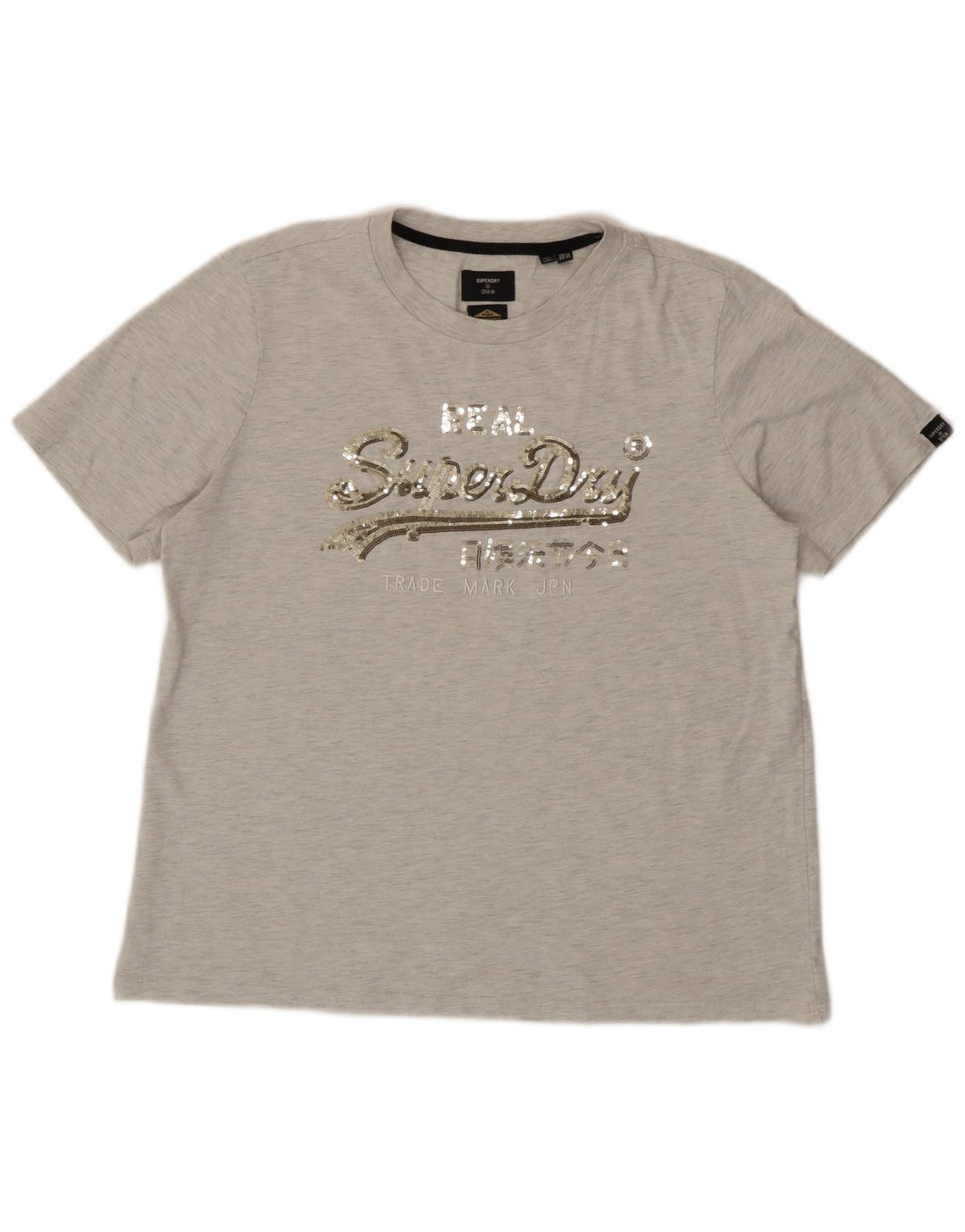 T-shirt grafica da donna Superdry Top UK 14 grande grigia