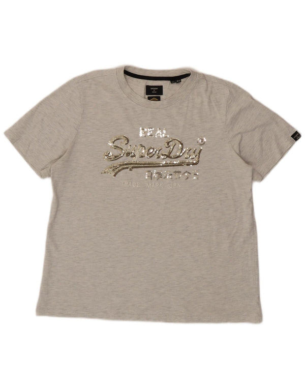 T-shirt grafica da donna Superdry Top UK 14 grande grigia