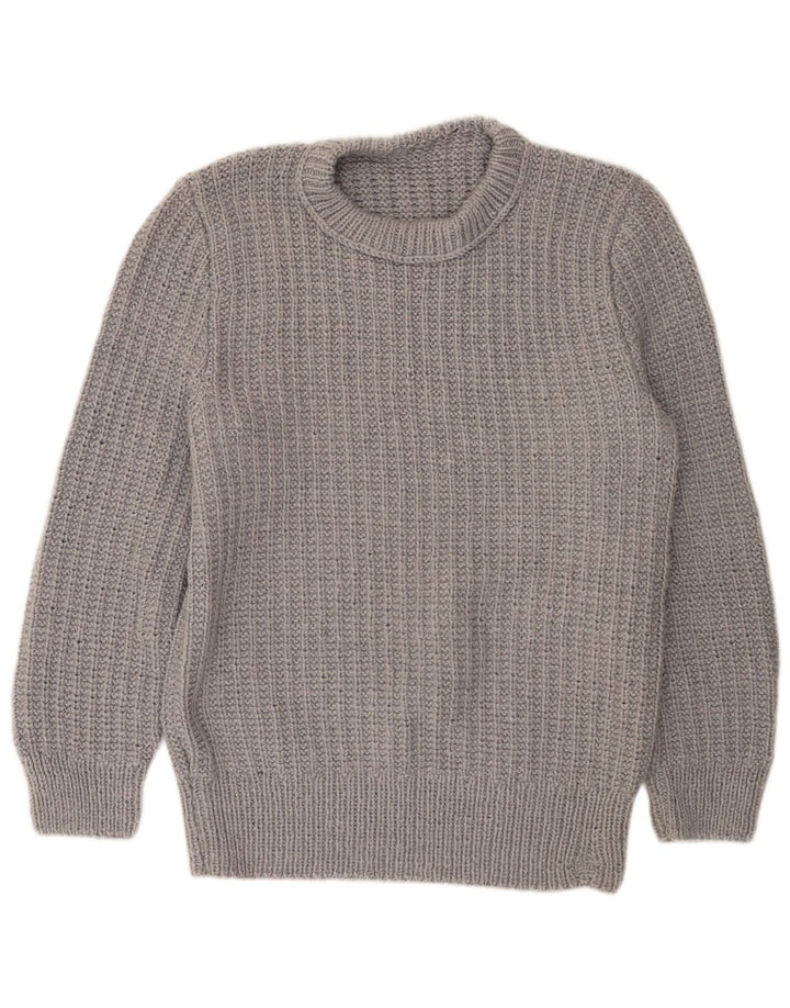 Maglione vintage da uomo con scollo a barca grigio medio