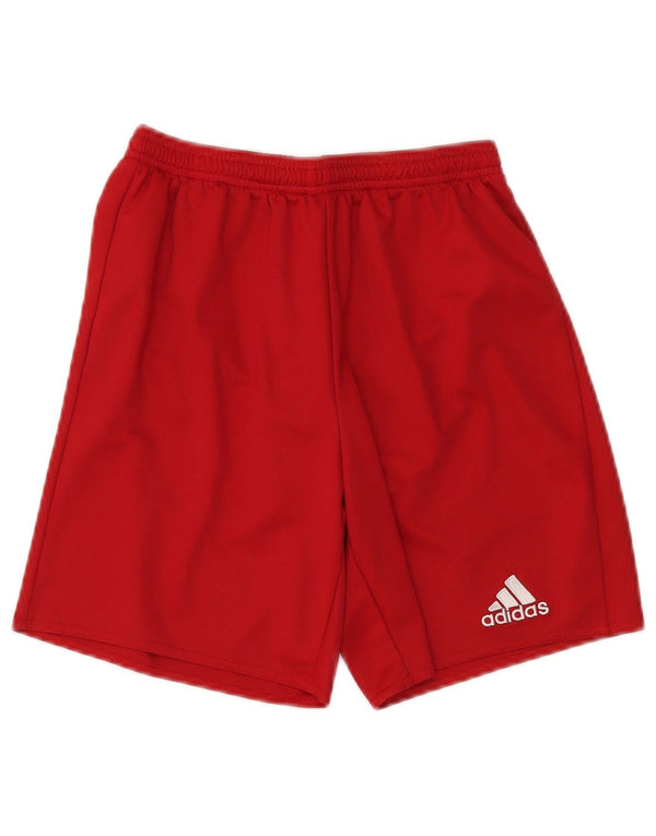 Pantaloncini sportivi Adidas Climalite da ragazzo 13-14 anni in poliestere rosso