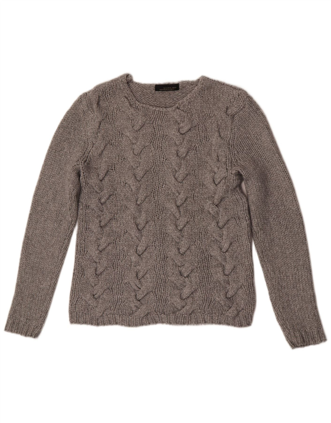 Maglione maglione girocollo da uomo Zara grande in nylon grigio