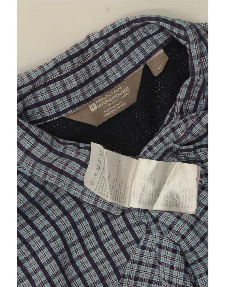 Camicia a maniche corte da uomo Mountain Warehouse Large in cotone a quadri blu navy