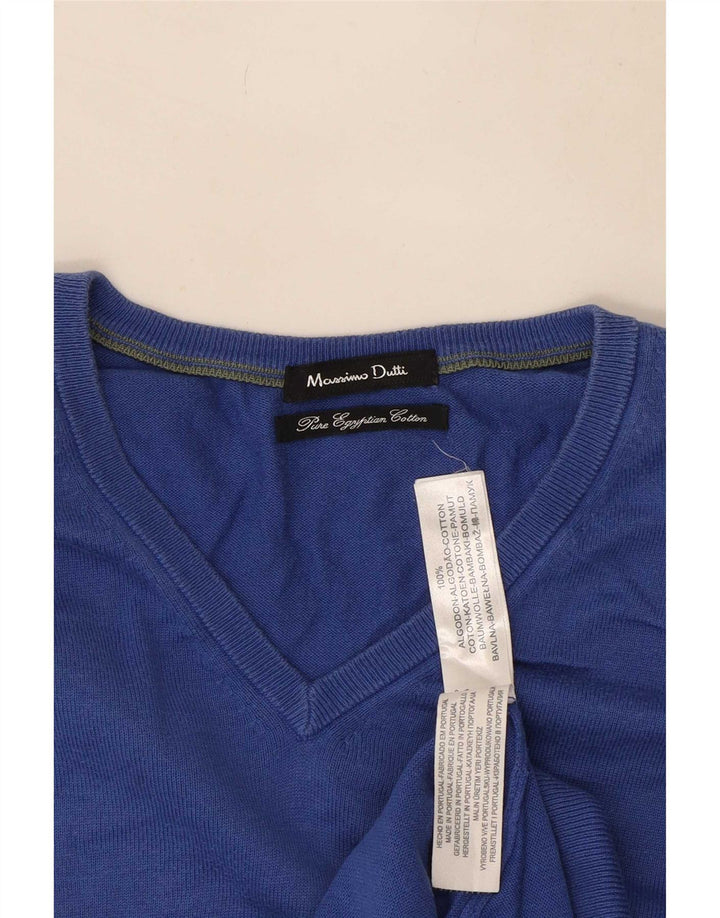 Maglione da uomo con scollo a V Massimo Dutti in cotone blu medio