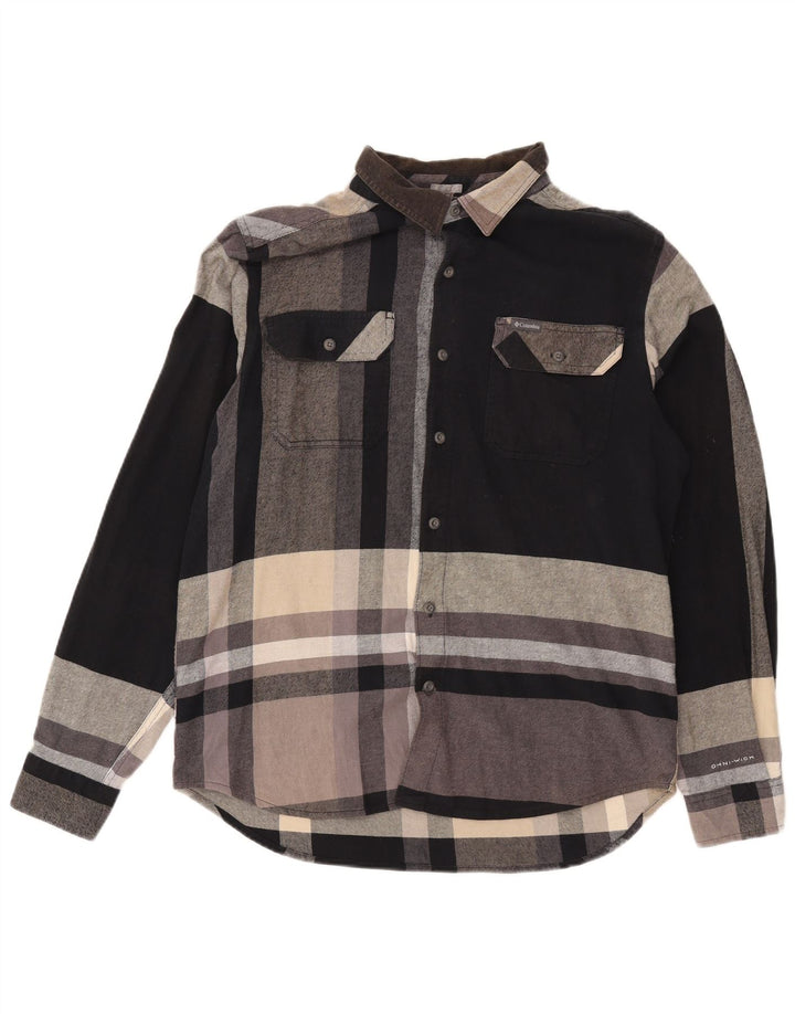 Camicia in flanella da uomo Columbia, cotone scozzese grande marrone