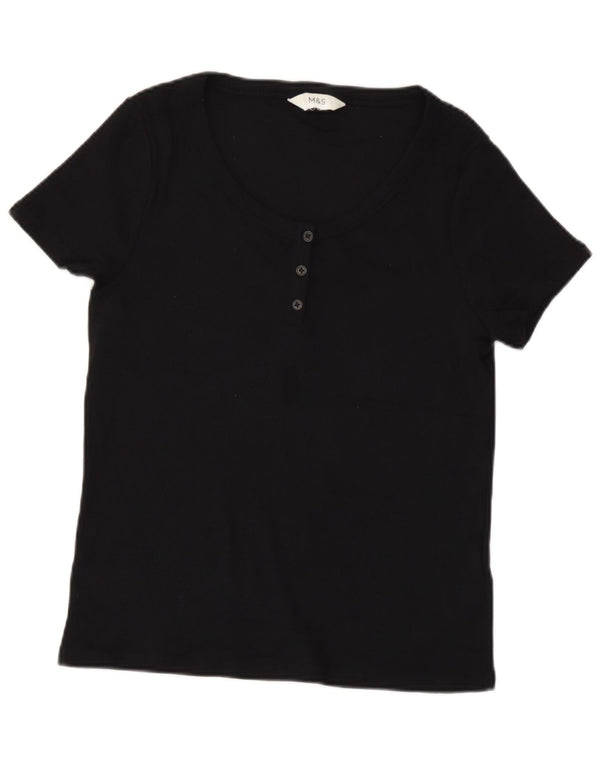 T-shirt da donna Marks & Spencer Top UK 14 cotone nero medio