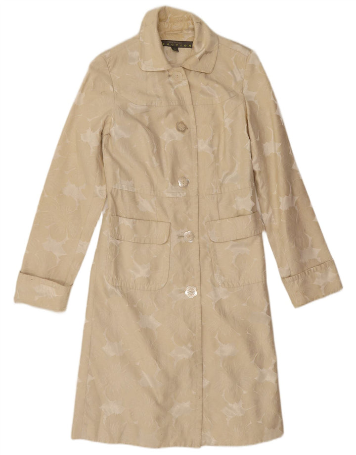 Cappotto da donna Kenneth Cole UK 10 piccolo cotone floreale beige