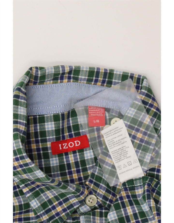 Camicia da uomo IZOD grande in cotone scozzese verde