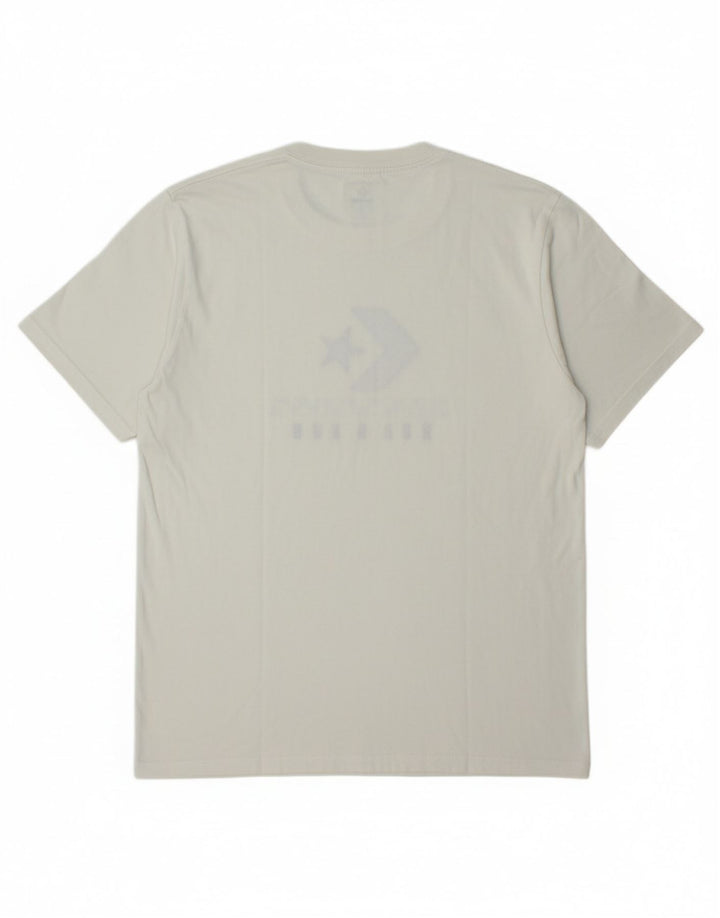 CONVERSE Mens Graphic T-Shirt Top Medium Off White Cotton