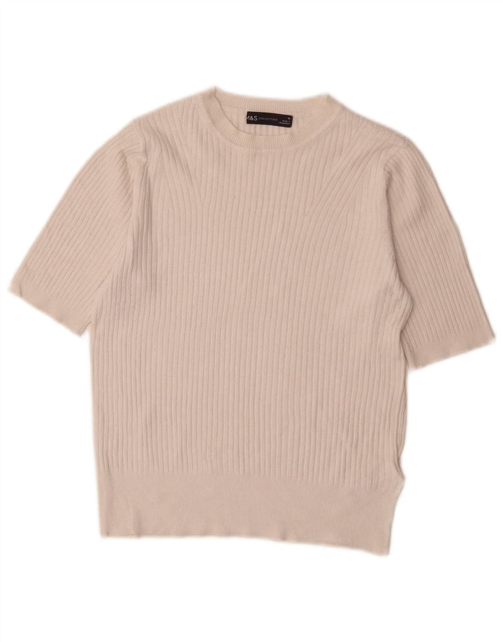 Maglione maglione con scollo a barca da donna Marks & Spencer UK 10 piccolo bianco