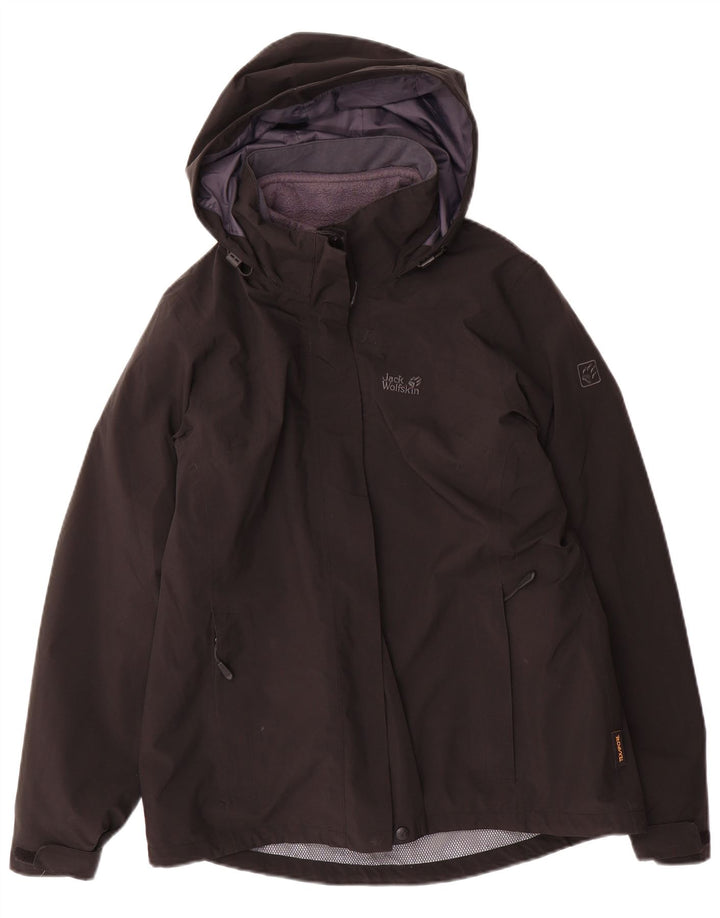 Giacca a vento con cappuccio da donna Jack Wolfskin UK 10/12 media nera